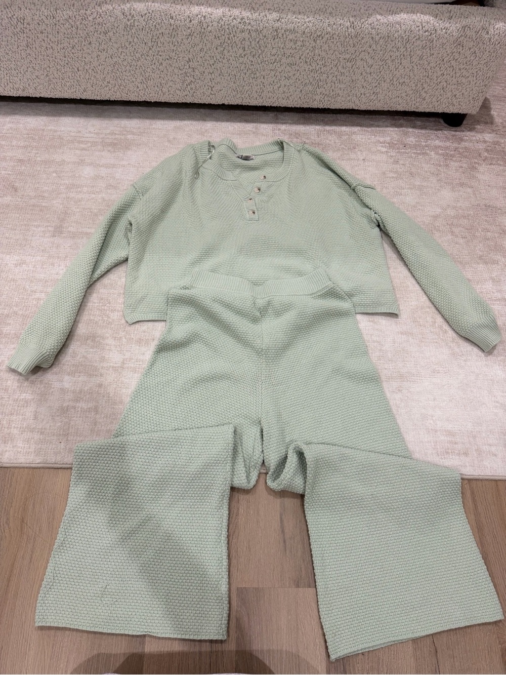 Sincerly Jules Mint Sage Knit Henley Set
